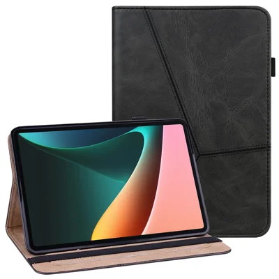 All-round Shockproof Well-protected Anti-drop Leather Tablet Cover with Stand Card Slots for Xiaomi Pad 5/Pad 5 Pro - Black