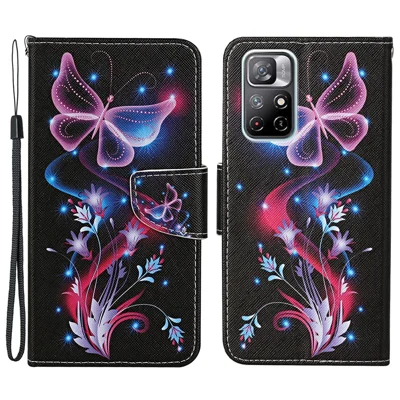 Modet skrivna mönster PU-läder plånbok mobilhölse ställbar vikbar helskal chockabsorberande skyddshölse för Xiaomi Redmi Note 11 Pro 5G (Kina) (MediaTek)/Note 11 Pro+ 5G - Levande fjäril