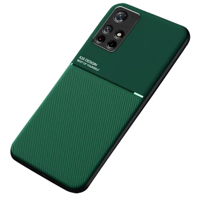 Anti-fingerprint Dustproof Mobile Phone Case TPU + PU Leather Shockproof Phone Cover with Built-in Magnetic Metal Sheet for Xiaomi Redmi Note 11 5G (China) (MediaTek)/Redmi Note 11T 5G/Note 11S 5G - Green
