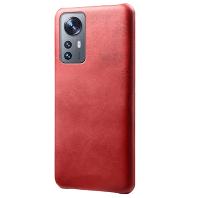 For Xiaomi 12 Pro 5G / 12S Pro 5G /12 Pro (Dimensity) 5G Anti-scratch Anti-fall Textured PU Leather Coated Hard PC Anti-Slip Phone Cover - Red