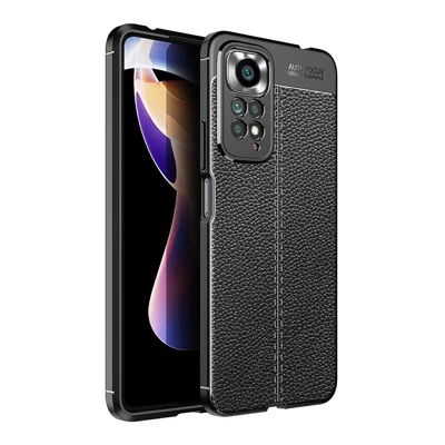 For Xiaomi Redmi Note 11 Pro 4G (MediaTek)/Redmi Note 11 Pro 5G (Qualcomm) Scratch-resistant Litchi Texture Soft TPU Protector Anti-fall Cell Phone Shell Case - Black