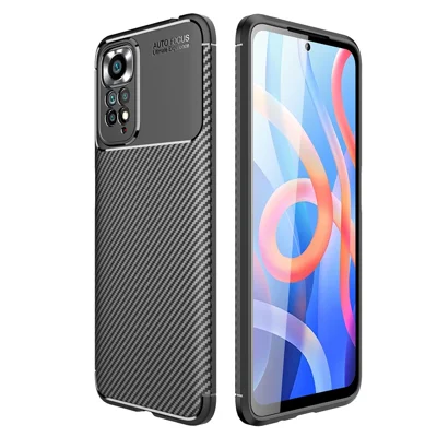 For Xiaomi Redmi Note 11 4G (Qualcomm)/Redmi Note 11S 4G Carbon Fiber Texture Design Soft TPU Drop-proof Slim Light Phone Cover - Black
