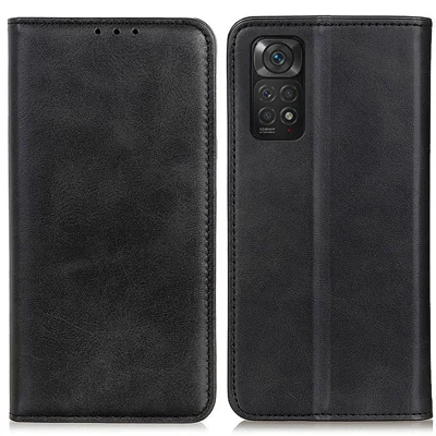 For Xiaomi Redmi Note 11 4G (Qualcomm)/Note 11S 4G Wallet Stand Phone Case Split Leather Magnetic Auto-absorbed Cover - Black