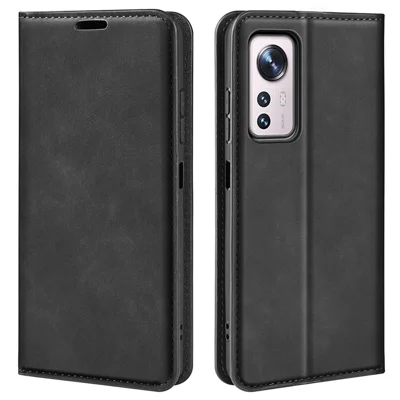For Xiaomi 12 Pro 5G/12S Pro 5G/12 Pro (Dimensity) 5G Skin-touch Feeling PU Leather Wallet Stand Case Magnetic Auto Closing Phone Cover - Black