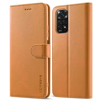LC.IMEEKE Leather Phone Case for Xiaomi Redmi Note 11 4G (Qualcomm)/Redmi Note 11S 4G Folio Flip Wallet Stand - Yellow