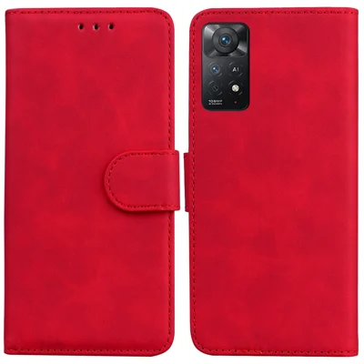 For Xiaomi Redmi Note 12 Pro 4G / 11 Pro 4G (MediaTek) / Note 11 Pro 5G (Qualcomm) PU Leather Wallet Cover Full Protection Stand Phone Shell - Red
