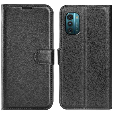 For Nokia G11/G21 PU Leather Stand Phone Cover Anti-drop Protection Litchi Texture Wallet Case - Black