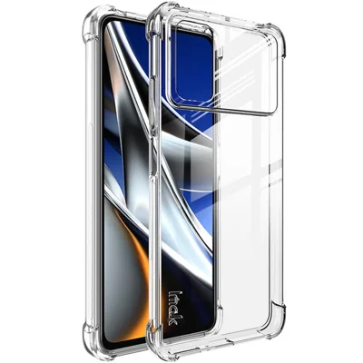 IMAK Shockproof Case for Xiaomi Poco X4 Pro 5G Slim TPU Phone Protector Airbag Anti-Drop Clear Cover with Screen Protector - Transparent