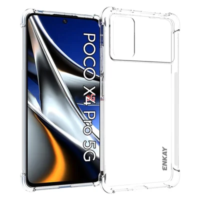 ENKAY HAT PRINCE Four Corner Fall Protection Shockproof Cover for Xiaomi Poco X4 Pro 5G Crystal Clear Case Frosted Anti-slip Edge TPU Phone Cover