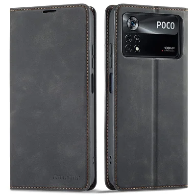 FORWENW for Xiaomi Poco X4 Pro 5G Fantasy Series Skin-touch PU Leather + TPU Well-protected Stand Wallet Style Anti-drop Cell Phone Case - Black