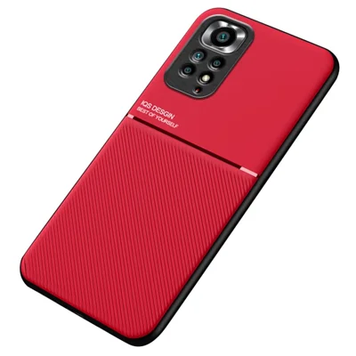 For Xiaomi Redmi Note 11 Pro 5G (Qualcomm)/Note 11 Pro 4G (MediaTek)/Note 11E Pro 5G PU Leather + TPU Imprinted Phone Case with Built-in Magnetic Metal Sheet - Red