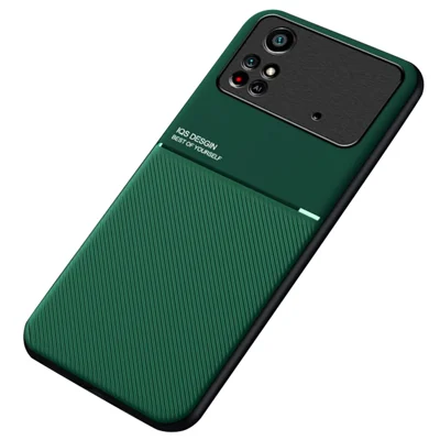 For Xiaomi Poco M4 Pro 4G Anti-skrab Imprimeret PU-læder + TPU Telefonbeskyttelse med indbygget metalplade - Grøn