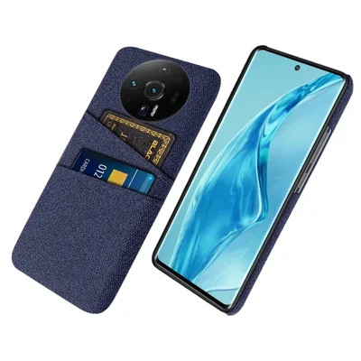 For Xiaomi 12S Ultra 5G Cloth Texture Anti-shock Phone Case with Dual Card Slots Anti-fall Cell Phone Cover - Blue