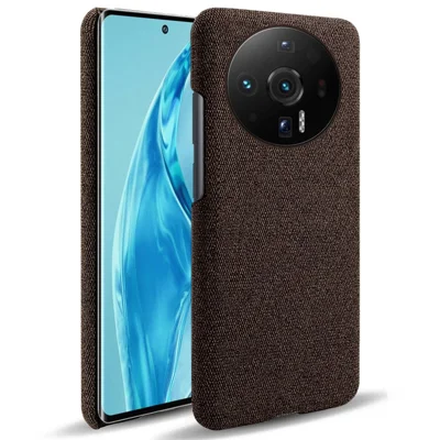 For Xiaomi 12S Ultra 5G Anti-shock Phone Case Solid Color Cloth Fabric Well-protected Mobile Phone Cover - Brown