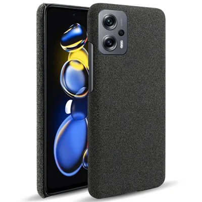 For Xiaomi Redmi Note 11T Pro 5G / Note 11T Pro+ 5G / Note 12T Pro 5G / Poco X4 GT 5G / Redmi K50i 5G Phone Case Solid Color Wear-resistant Cloth Fabric Drop-proof Phone Cover - Black