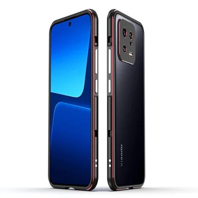 For Xiaomi 13 Pro 5G Metal Frame Phone Case with Camera Lens Cover Heat Dissipation Phone Cover - Black / Red