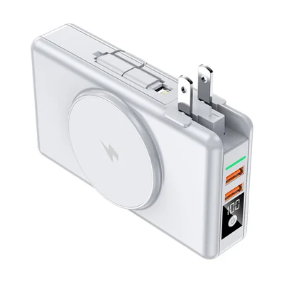 20000mAh Magnetyczna Bezprzewodowa Power Bank 15W Przenośny Ładowarka Telefonu PD 20W Pakiet Baterii Do Telefonu Komórkowego Ładowarka Ściankowa Wtyk US - Biały
