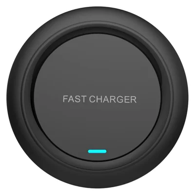 Q18 Round Shape Wireless Charger 15W Fast Charging Desktop Charging Pad - Black
