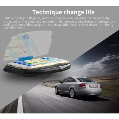 Car Head Up Display HUD Car Cell Phone GPS Navigation Image Reflector Holder - Black