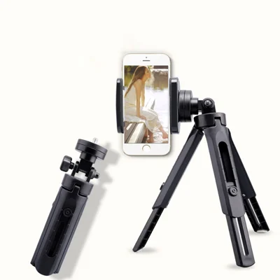 Digital Camera Mount Mobile Phone Clip Fixed Bracket Desktop Tripod Stand Adjustable Angle - Black