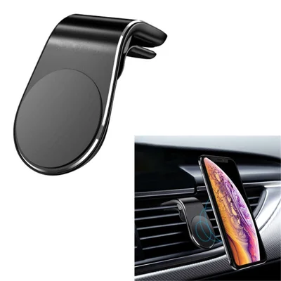 LEEHUR Car Adhesive Magnetic Air Vent Mount Smartphone Holder - Black