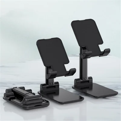 T4 Universal Height Adjustable Phone Tablet Holder Stand Portable Foldable Desktop Bracket - Black