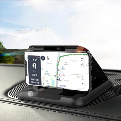 Soporte de teléfono para el coche de escritorio con manos libres, antideslizante, de fibra de carbono, con montaje en el salpicadero, ajustable