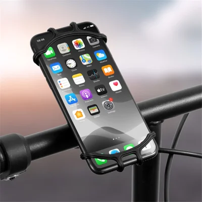 WEST BIKING Siliconen Fiets Telefoonhouder Motor Mobiele Telefoonstandaard Houder voor iPhone Samsung - Zwart