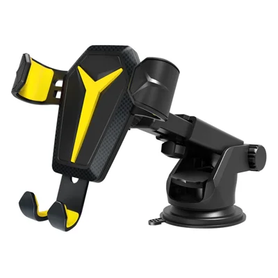 2 in 1 Suction Up Gravity Car Phone Holder Mobile Phone Support Stand Bracket for iPhone 12 11 X Max Xiaomi Samsung - Yellow