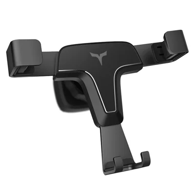 T3 Universal Triangle Metal Car Air Outlet Mount Gravity Phone Holder Rotatable Bracket - Svart