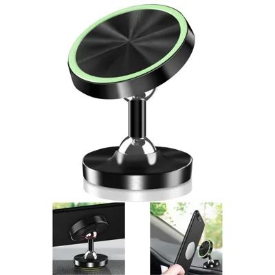 DW-55 Luminous Magnetic Car Dashboard Phone Holder 360 Degrees Rotating Metal Cell Phone Stand Bracket - Black