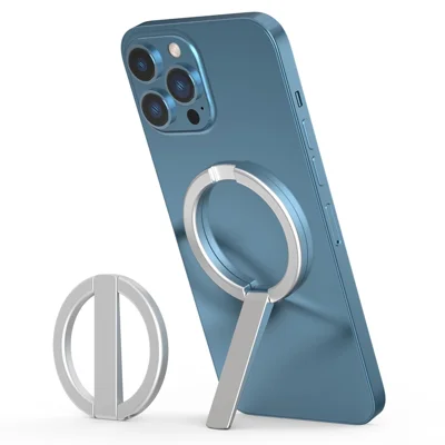 R-JUST SJ20 Ring Shape Magnetic Suction Mobile Phone Holder Desktop Bracket Hands-free Stand - Silver