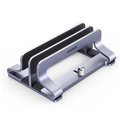 UGREEN 60643 Supporto verticale per desktop e laptop in alluminio con doppia slot, supporto per tablet per MacBook Air Pro PC, anti-graffio, regolabile, supporto per notebook con pad in silicone