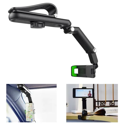 JY-055 Sun Visor Car Phone Holder Mount Multifunctional Cell Phone Stand Universal Adjustable Arm Cradles Phone Clip Mount - Green
