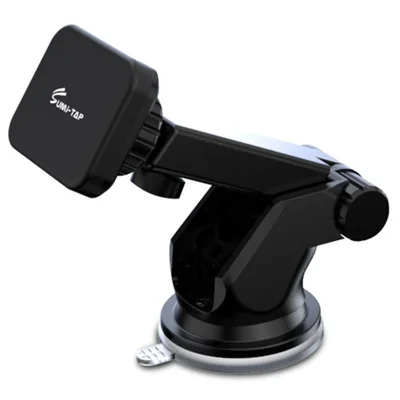 SUMI-TAP STH-S04Y Retractable Magnetic Bracket Car Mount Phone Holder Adjustable Dashboard Phone Stand for Various Mobile Phones - Black