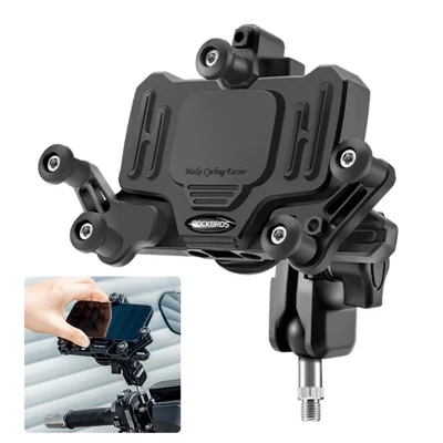 ROCKBROS Horizontal Type Motorcycle Electric Bike Phone Holder Rotatable Motorbike Phone GPS Mount Bracket - M10 Ball Head Style