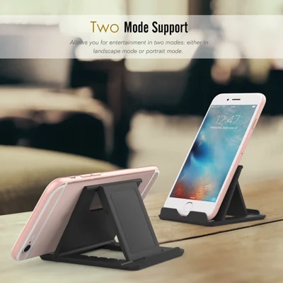 For iPhone Samsung Phone Bracket 6-angle Adjustment Portable Fold-up Desktop Holder Stand - Black