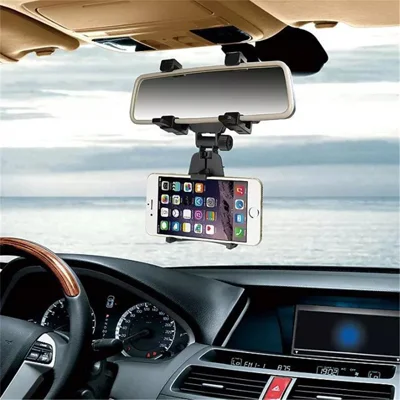 Car Rearview Mirror Mount Cradle Universal Holder for Cell Phone / GPS - Black