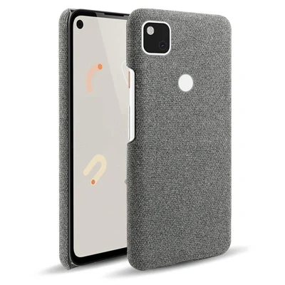 KSQ til Google Pixel 4a 4G blød tøjbeklædt hård PC stødfast beskyttelsesdæksel - mørk grå