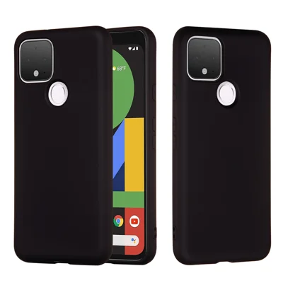 Voor Google Pixel 4a 5G/Pixel 5XL Schokbestendig Krasbestendig Stofafstotend Vloeibaar Siliconen Telefoonhoesje - Zwart