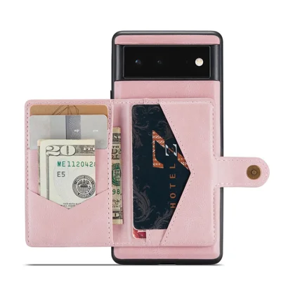 JEEHOOD aftagelig wallet-telefonbeskyttelsesdæksel til Google Pixel 7 5G ståplade PU-læderbelagt TPU-skål - Rosenød