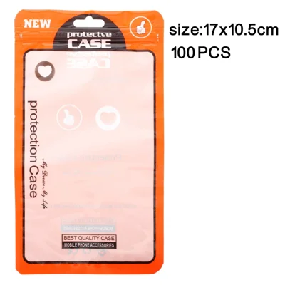 100Pcs/Lot Zip Lock Plastic Retail Packaging Bag for iPhone X/8/8 Plus Cases, Inner Size: 17 x 10.5cm - Orange