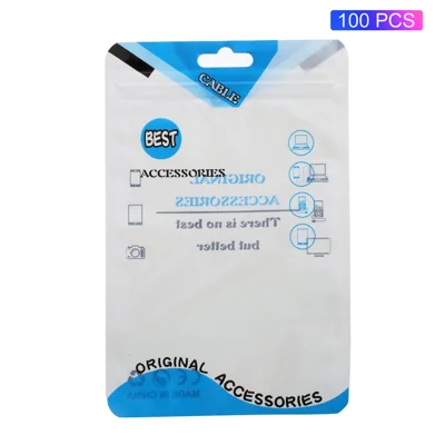 100Pcs/Lot Ziplock Package Packaging Bag for iPhone SE/5S/5 Case, Inner Size: 13x9cm - Blue