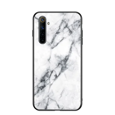 Marble Texture Tempered Glass + PC + TPU Combo Case for Realme 6 - White