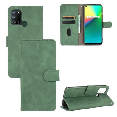 Caixa Telefônica de Couro de Flip-lasca da Pele Para o Realme 7i (ásia)/c17 - Verde