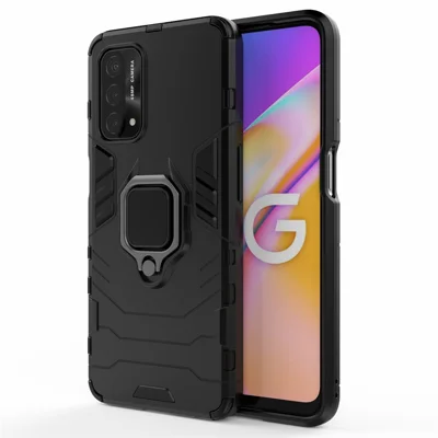 Cool Guard PC + TPU Hybrid Phone Cover with Kickstand for Oppo A93 5G - Black