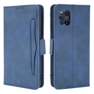 Leather Wallet Protective Case with Multiple Card Slots for Oppo Find X3 Pro / Oppo Find X3 - Blue