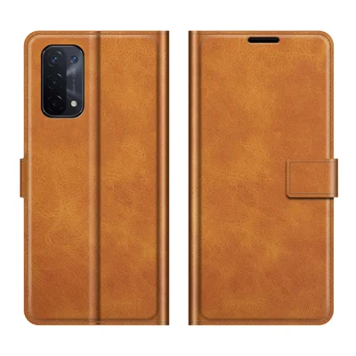 Magnetische gesp van leer met standaard voor OPPO A54 5G / A93 5G / A74 5G / OnePlus Nord N200 5G telefoonhoes - Geel