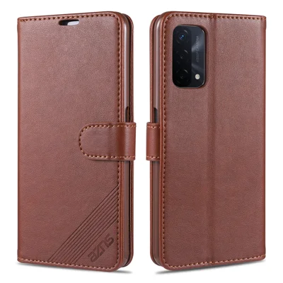 AZNS PU Leather Wallet Stand Mobile Phone Cover for Oppo A93 5G/A74 5G - Brown