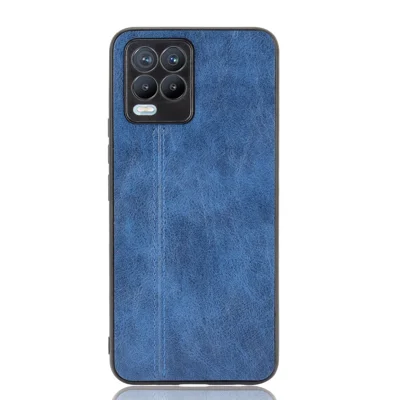 PC+TPU PU Leather Coated Stitching Line Design Phone Protection Case for Realme 8/8 Pro 4G - Blue